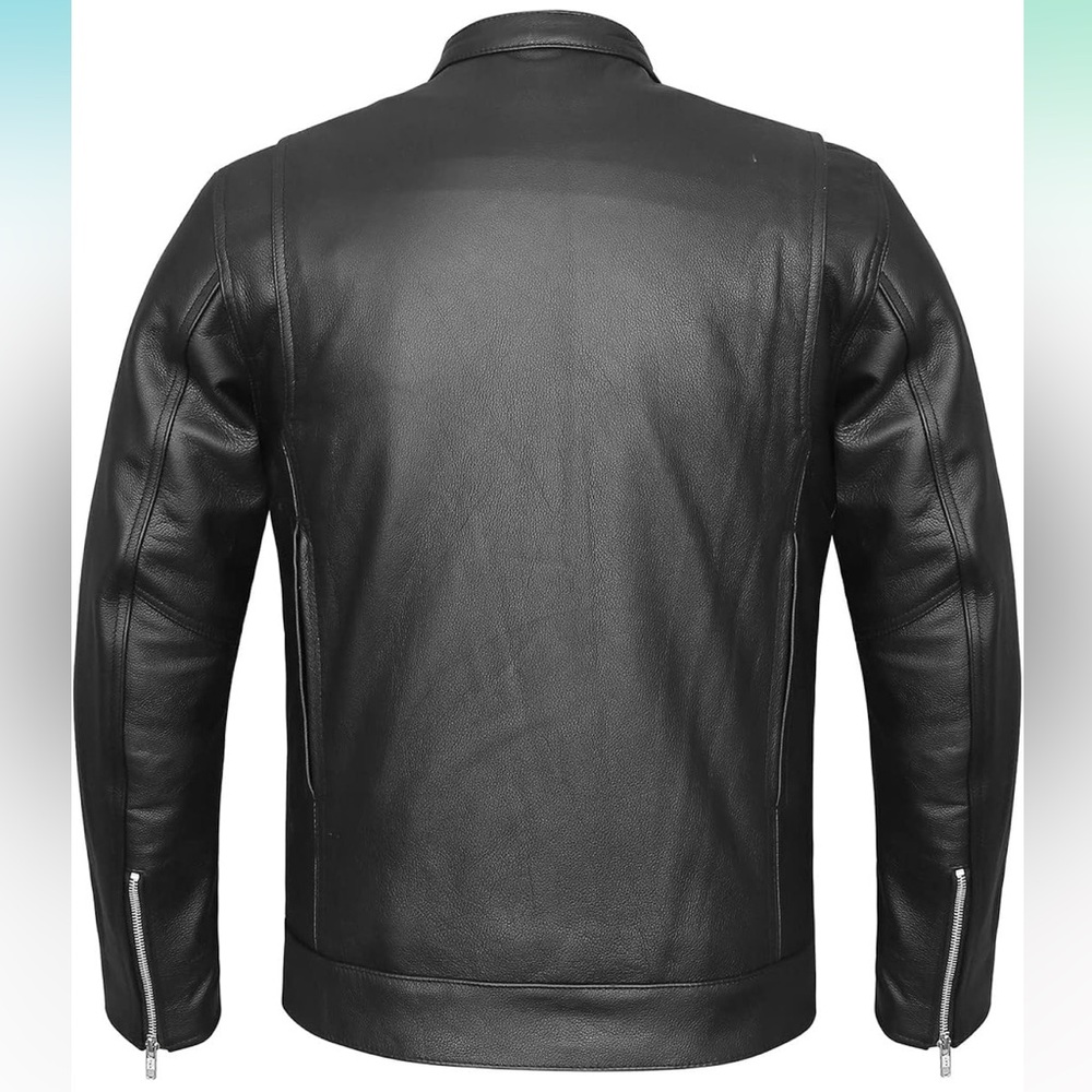 NWOT Men's Black Conceal Carry Leather Motorcycle Jacket - Picture 3 of 16